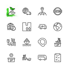 International Customs Day Set Line Vector Icons. Editable Stroke. 32x32 Pixel Perfect