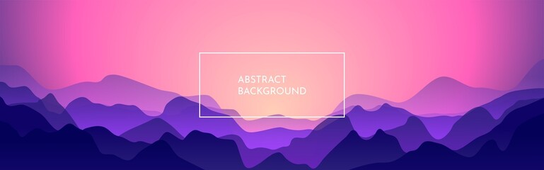 Panoramic vector minimalist landscape. Abstract gradient background. Beautiful wallpaper