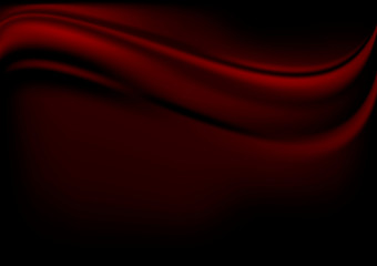 Red luxury fabric on black background with copy space vector illustration