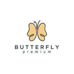 Minimalist elegant butterfly logo vector line outline monoline icon illustration