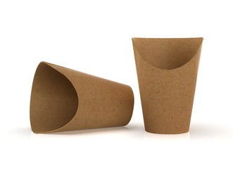 Disposable French Fries Box . 3d illustration 