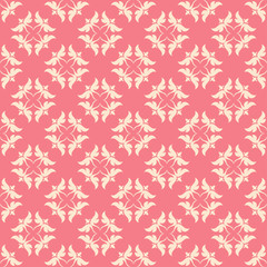 Seamless floral pattern. Beige print on pink background