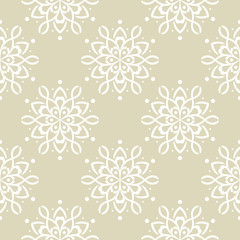 Floral seamless pattern. White design on olive green background