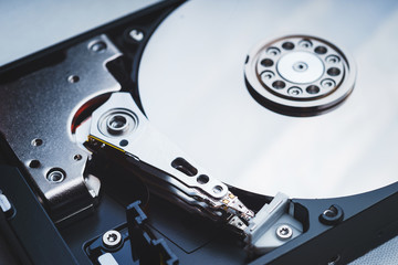 Components for PC. Open hard disk storage.