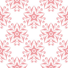  Floral seamless pattern. White design on pink background