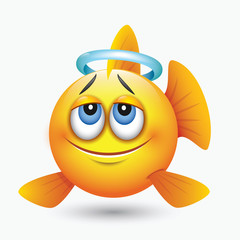 Cute angel fish emoticon, emoji