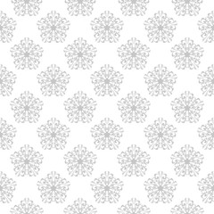 Seamless gray floral pattern. White background
