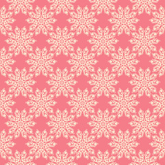 Floral seamless pattern. Beige flower design on pink background