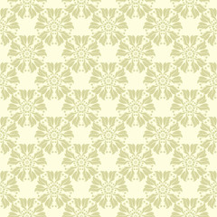Olive green design wih flowers. Seamless pattern