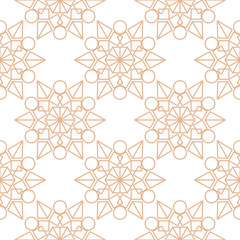 Geometric seamless pattern. Beige ornament on white background