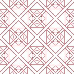 Geometric print. Pink pattern on white seamless background