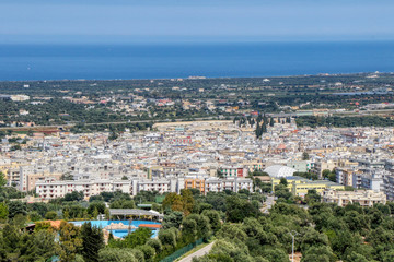Fototapeta na wymiar Aerial view of the city of Fasano in Puglia, Italy