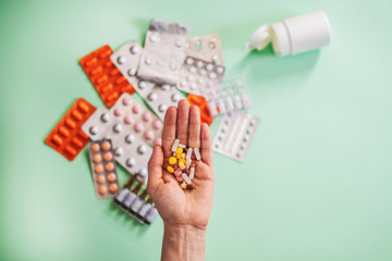 pharmaceuticals antibiotics pills medicine /colorful antibacterials pills on white background...