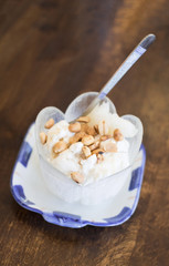 coconut icecream on wood table