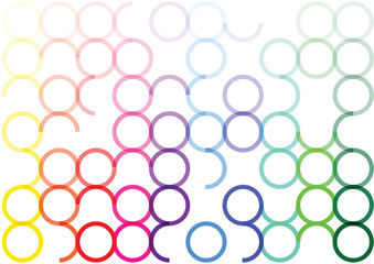 Color abstract vector background with rainbow circles. Bright colorful circles silhouettes isolated on white background.