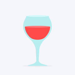 Elegant glass with vine. Wineglass filled with red wine standing still and tilted with splashes out flat vector icons. Sweet and aromatic alcoholic drink illustration