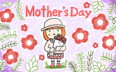 This is an illustration of a post card of Mother's Day.