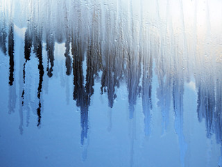 Color macro photography of winter frozen window