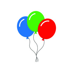 Three multicolored balloons sign. Isolated icon balloons on white background. Vector illustration