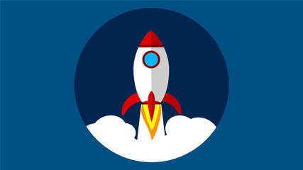 rocket flight in flat design