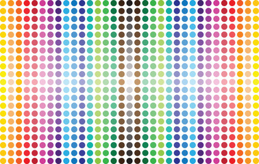 Bright abstract rainbow polka dots background. Color vector abstract polka dots isolated on white background.