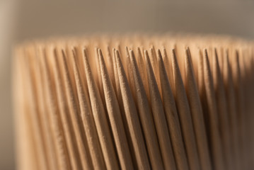 wooden toothpicks in front view