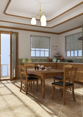 Fototapeta premium 3D Rendering Rural Kitchen