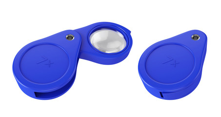 Foldable magnifier with cover on white background, 3d rendering