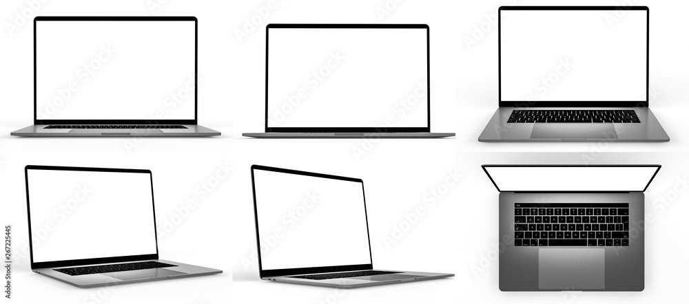 Poster set of blank laptop isolated