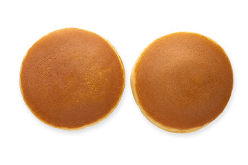 Dorayaki is japanese pancakes isolated on white background.