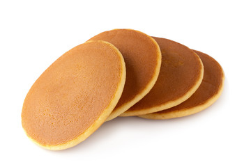 Homemade pancakes isolated on a white background.