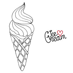 Vector Ice cream for coloring book for adult and kids