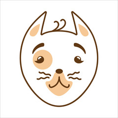 Cute smiling cat with ears and cheerful eyes