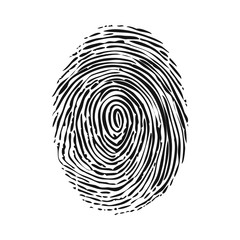 Black silhouette of fingerprint vector illustration.