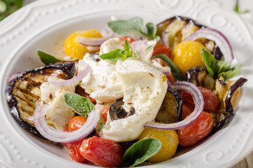 Grilled eggplant with tomatoes
