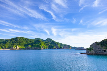 伊豆半島西海岸妻良漁港の風景、静岡県南伊豆町にて