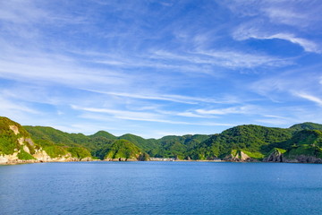 Fototapeta na wymiar 伊豆半島西海岸妻良漁港の風景、静岡県南伊豆町にて