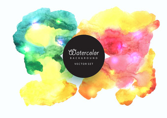Watercolored splash blot in green and yellow pink color