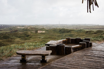 Inselpanorama Norderney mit Leuchtturm in der Ferne