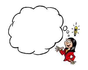 Asian businesswoman with empty thought cloud