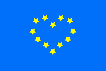Europäische Union Flagge mit Herz