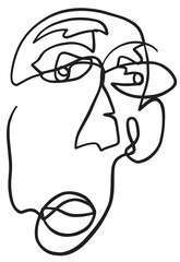 Abstract One Line Human Head Face Vector Illustration