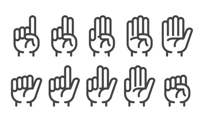 Obraz premium finger counting line icon set