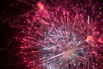 Fireworks in the night sky over the city