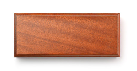 Top view of blank brown wooden box