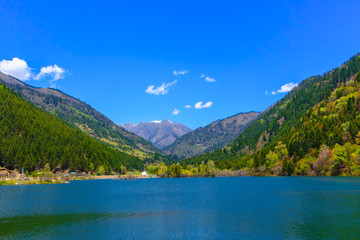 Waterfall and lake in Dagu Glacier National park ,Chengdu, China 