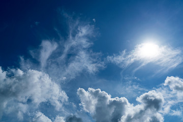 Naklejka na ściany i meble Nature background of clouds with clear blue sky background