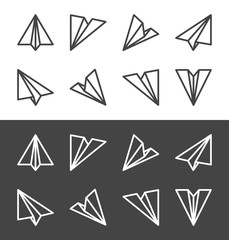 paper plane line icon set