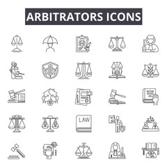 Arbitrators line icons, signs, vector set, outline concept, linear illustration