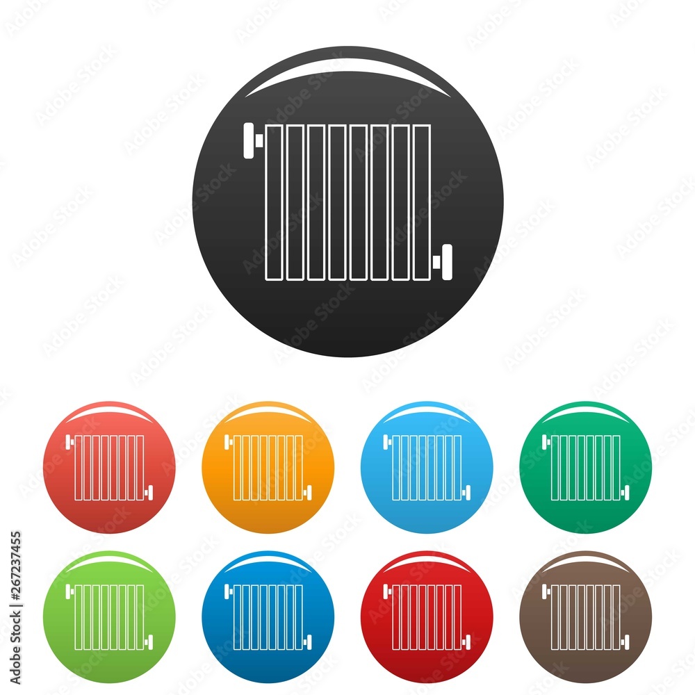 Poster radiator icons set 9 color vector isolated on white for any design